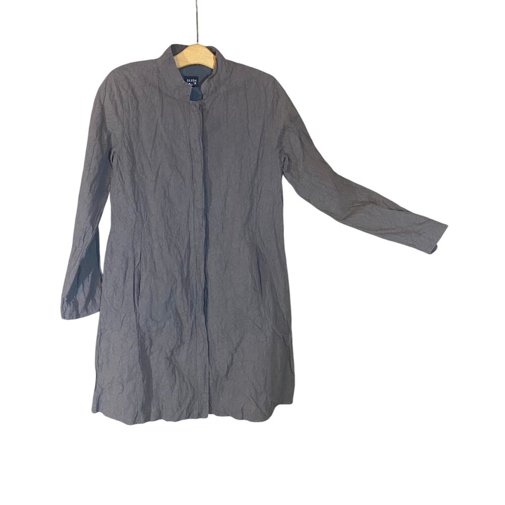 Eileen Fisher Crinkle Long Coat Duster Brown Metallic Inox Blend Sz S